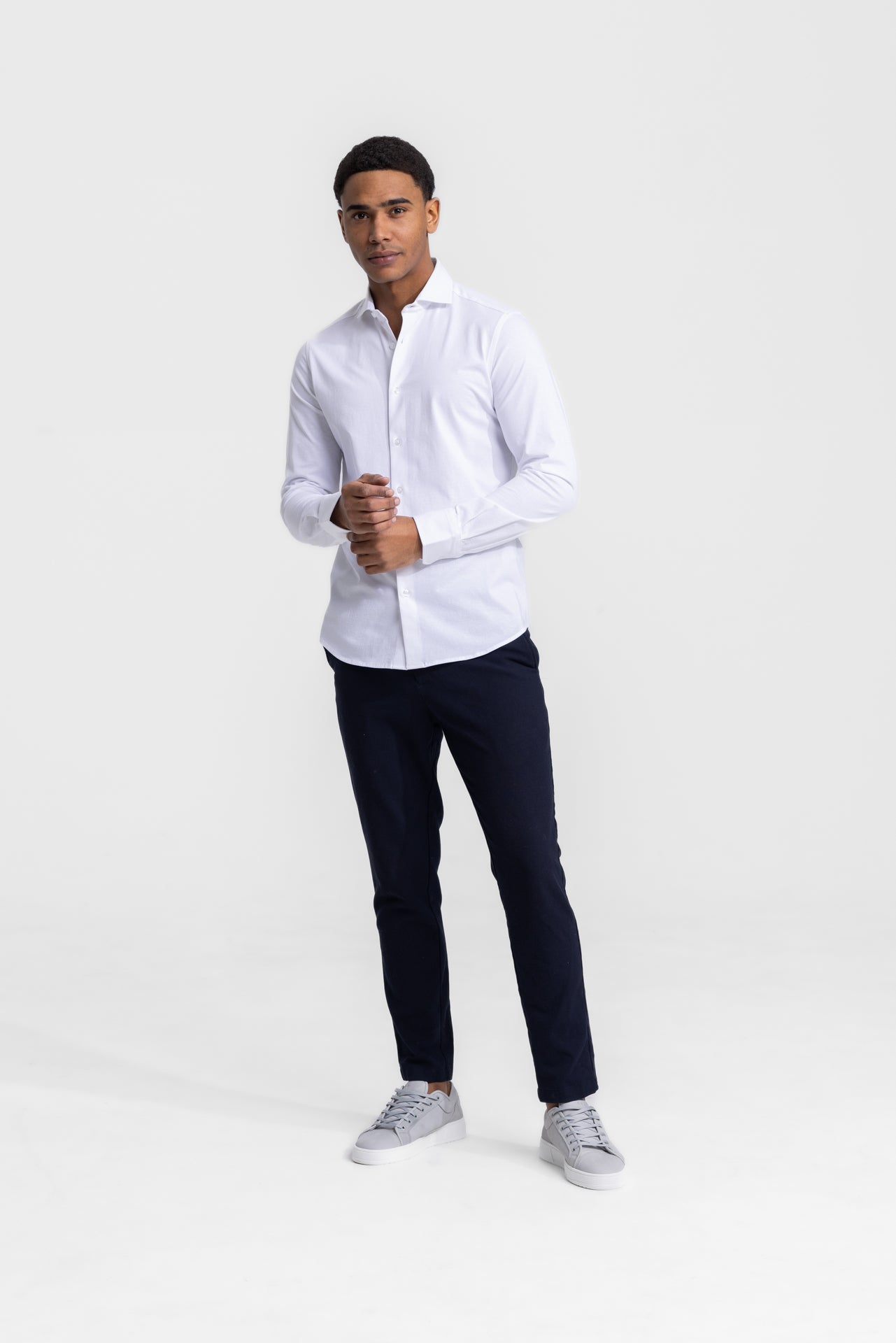 Soloumbrella Men's White Long Sleeve Button Down Shirt