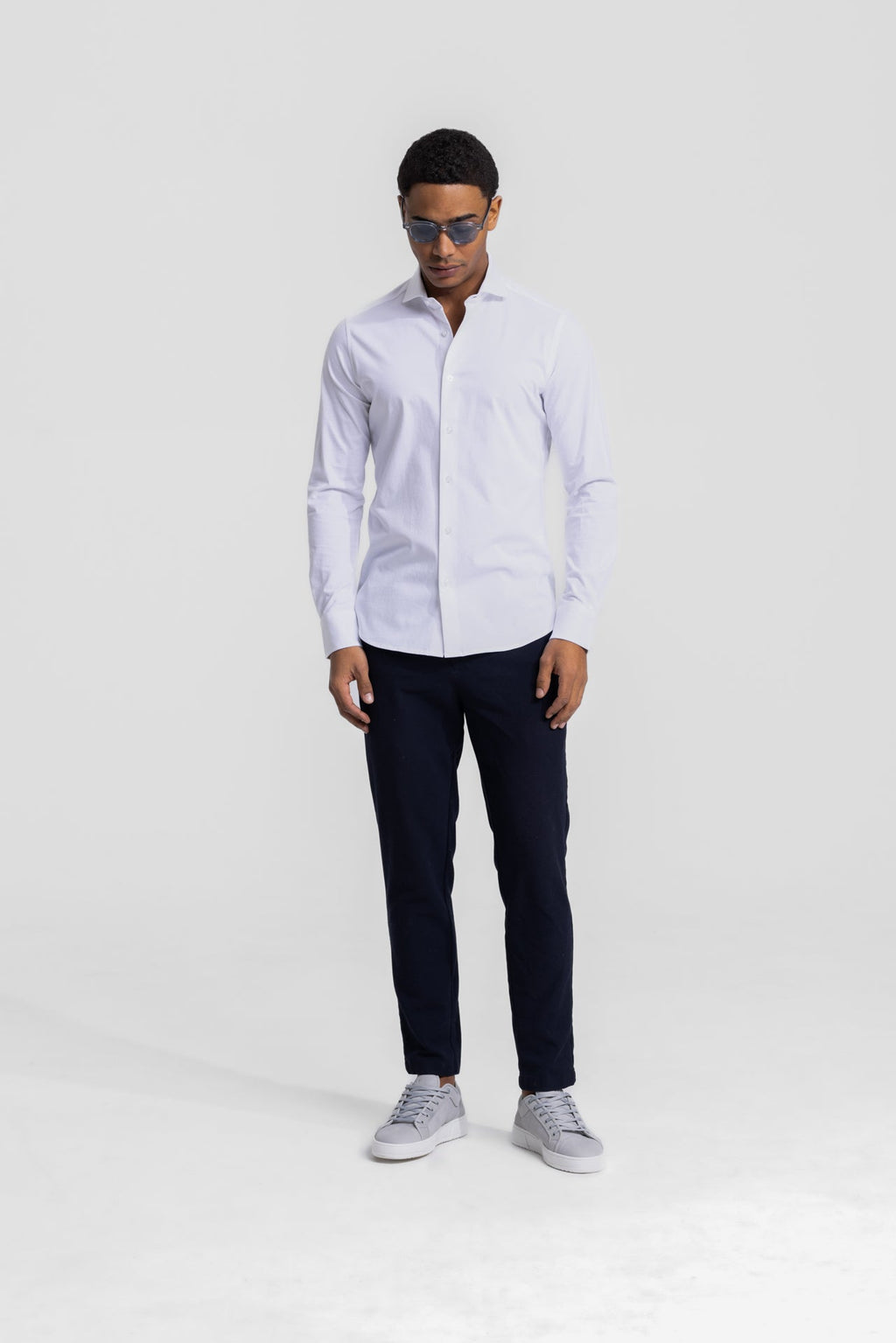 Soloumbrella Men's White Long Sleeve Button Down Shirt
