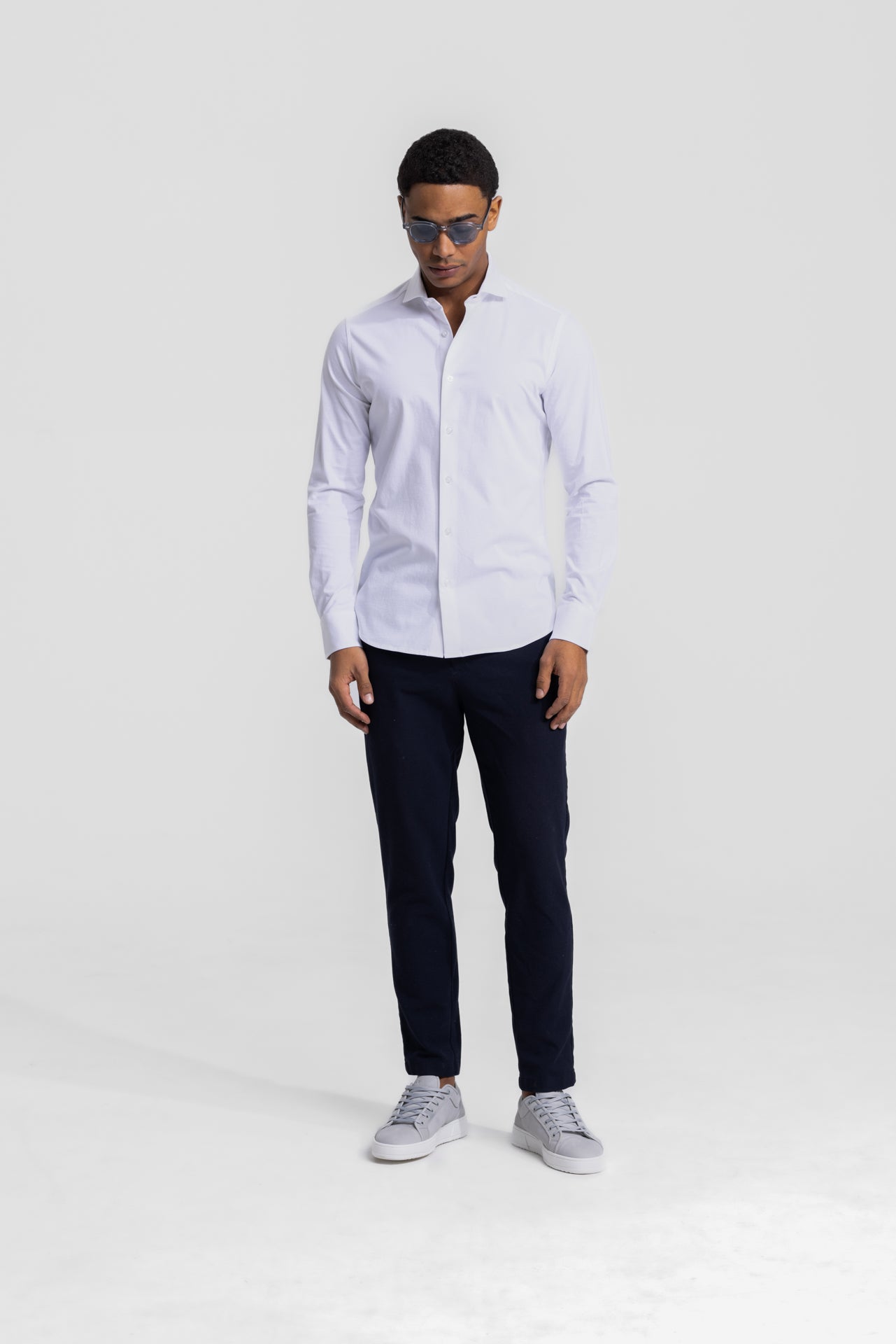 Soloumbrella Men's White Long Sleeve Button Down Shirt