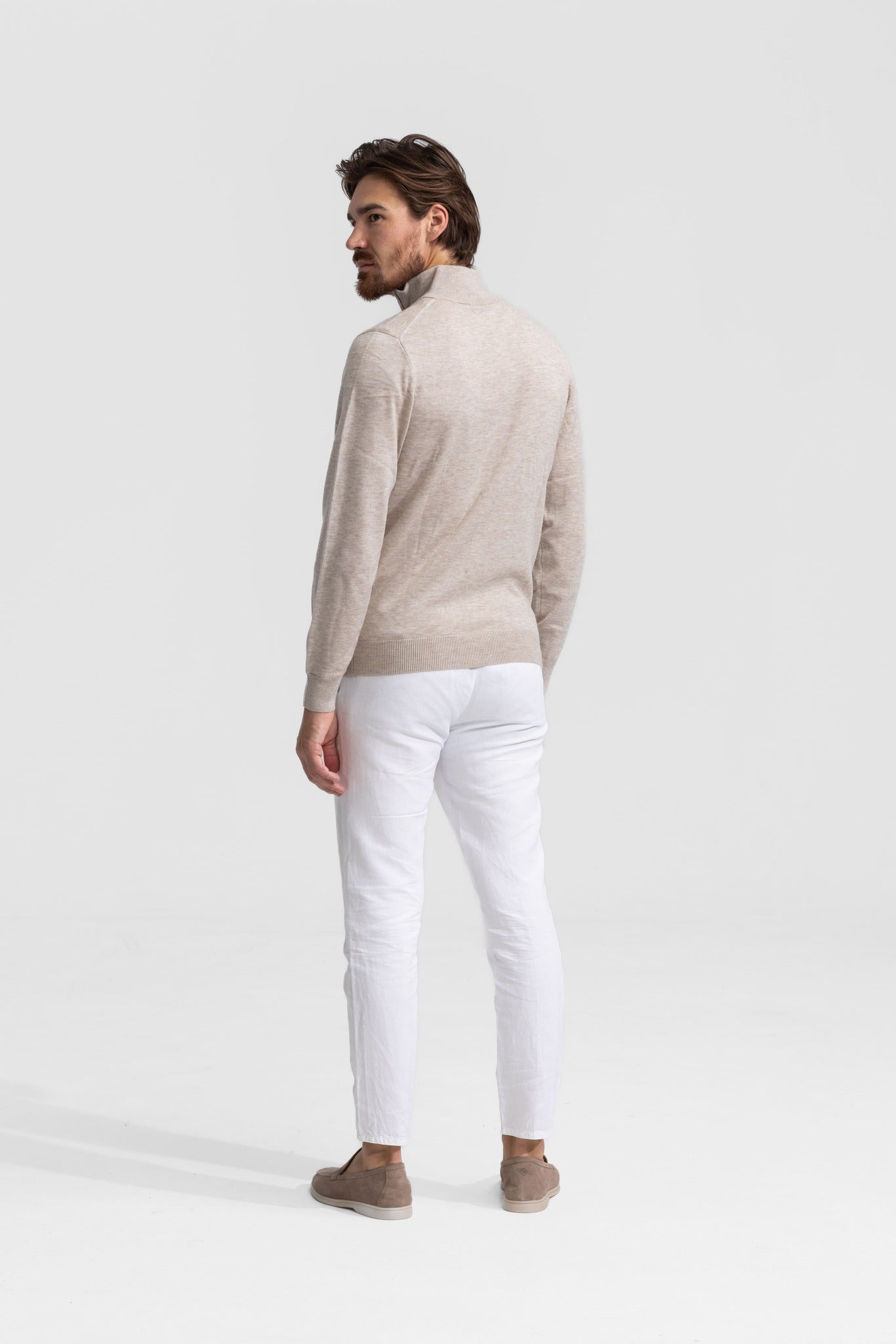 Soloumbrella Men's Beige Quarter Zip Sweater