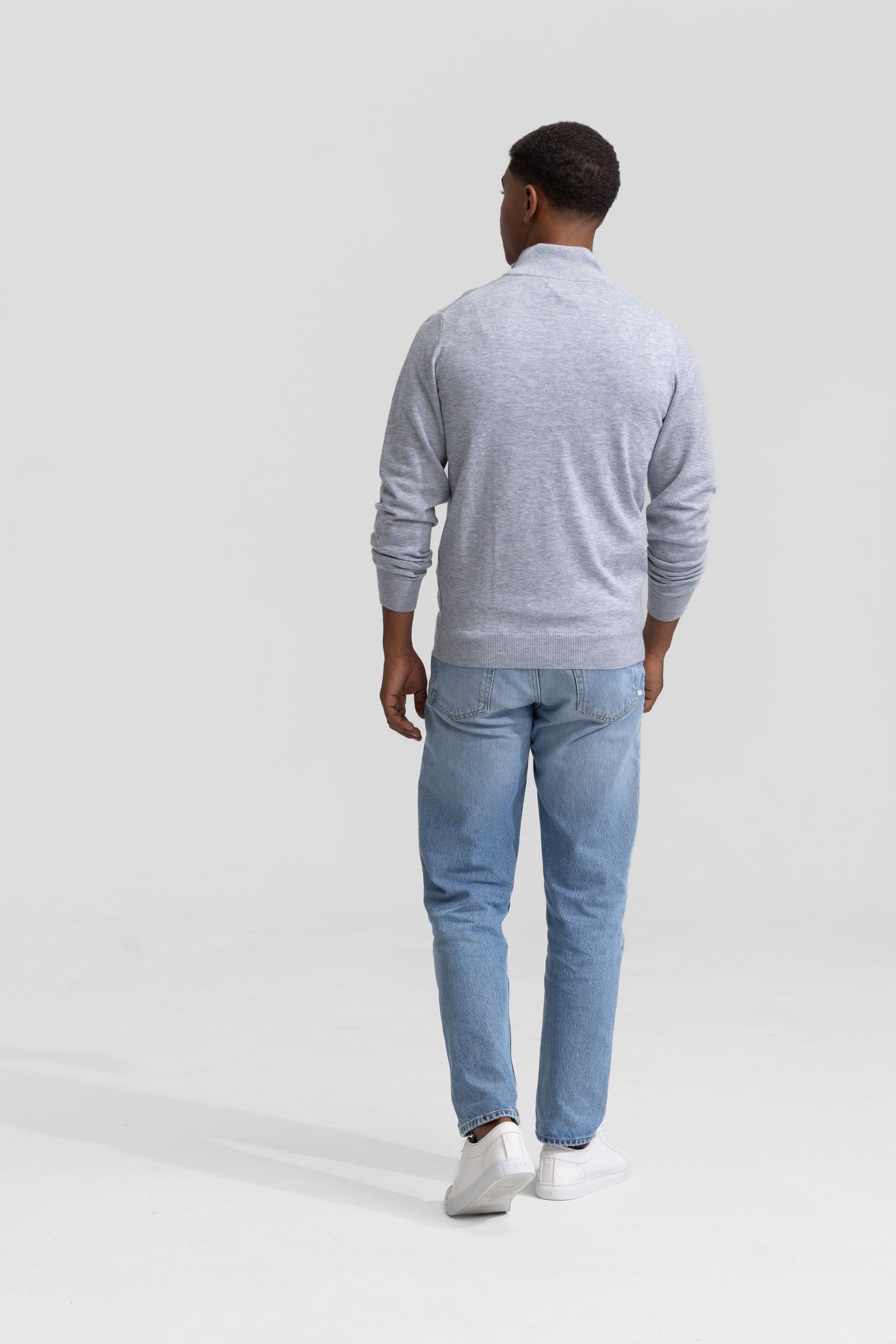 Soloumbrella Men's Light Grey Quarter Zip Sweater