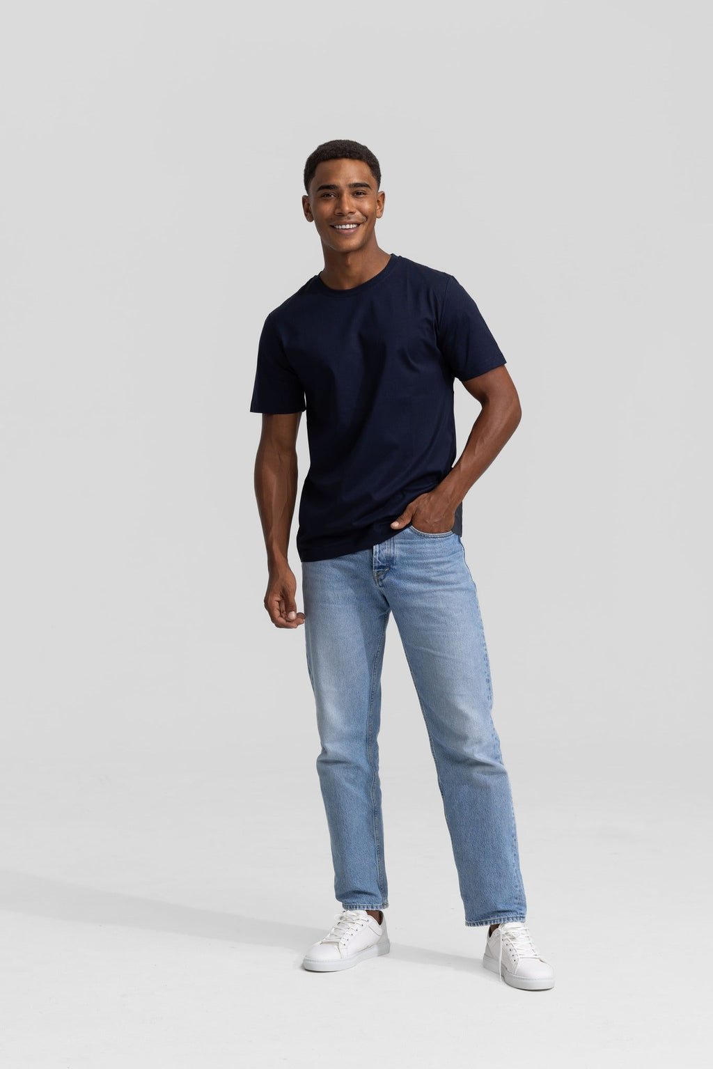 Soloumbrella Men's Navy Blue Crew Neck T-Shirt