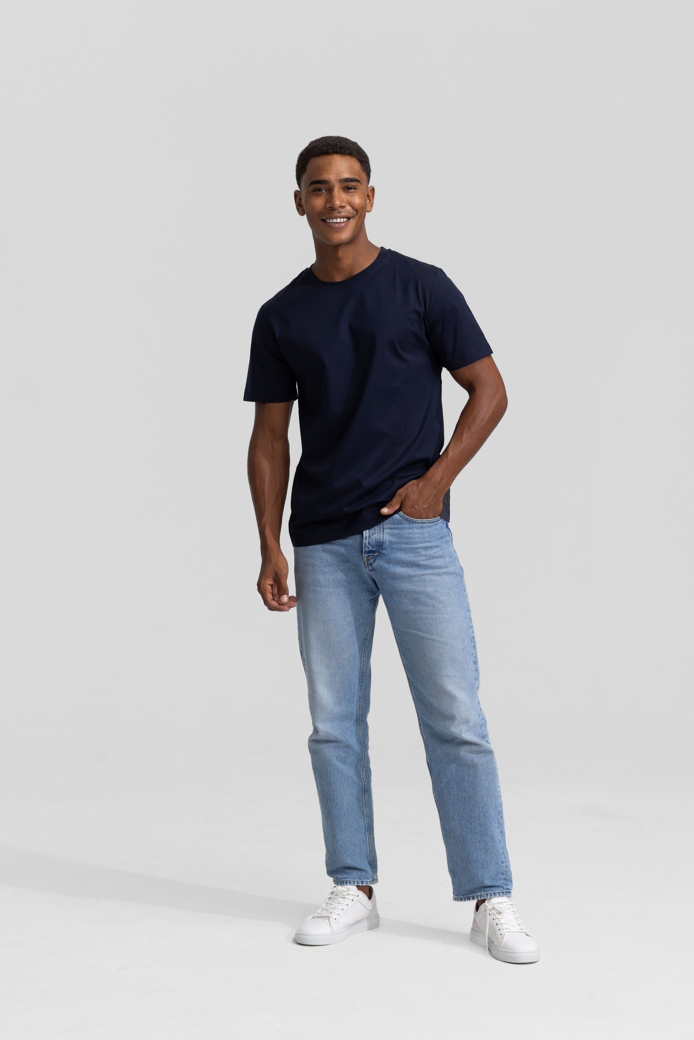 Soloumbrella Men's Navy Blue Crew Neck T-Shirt
